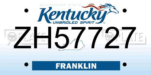 ZH57727 Kentucky License Plate