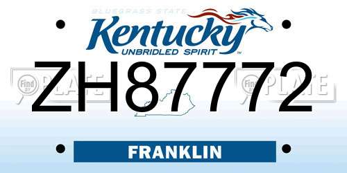 ZH87772 Kentucky License Plate