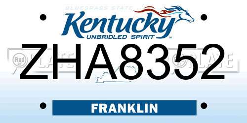 ZHA8352 Kentucky License Plate