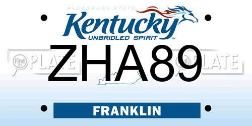 ZHA89 Kentucky License Plate