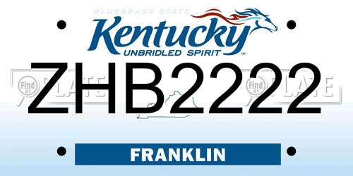 ZHB2222 Kentucky License Plate