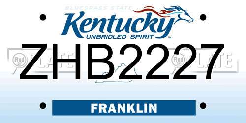 ZHB2227 Kentucky License Plate