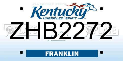 ZHB2272 Kentucky License Plate