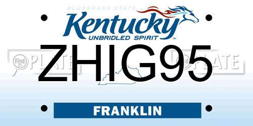ZHIG95 Kentucky License Plate