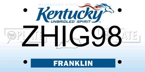 ZHIG98 Kentucky License Plate