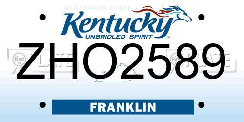 ZHO2589 Kentucky License Plate