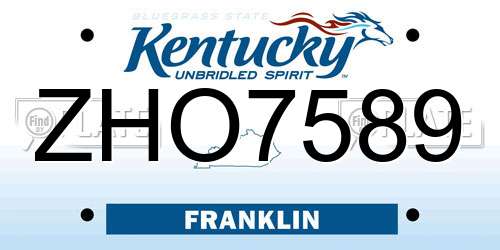 ZHO7589 Kentucky License Plate