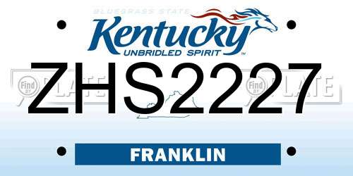 ZHS2227 Kentucky License Plate