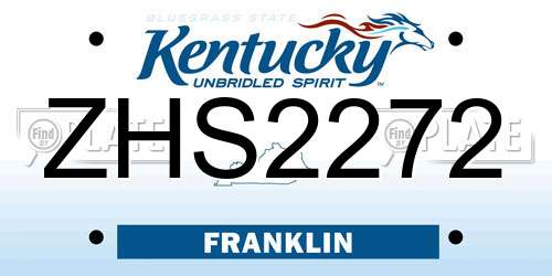 ZHS2272 Kentucky License Plate