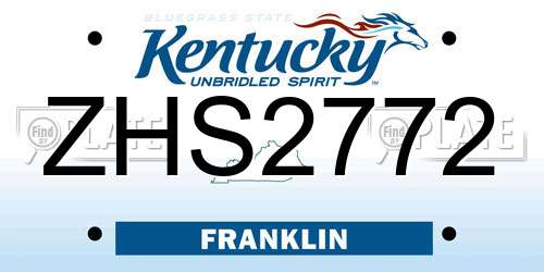 ZHS2772 Kentucky License Plate