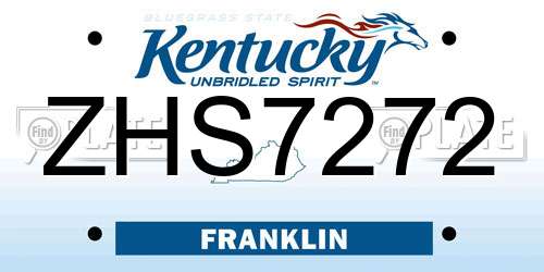 ZHS7272 Kentucky License Plate