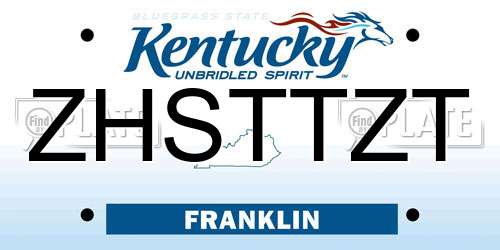 ZHSTTZT Kentucky License Plate