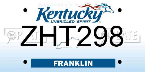 ZHT298 Kentucky License Plate