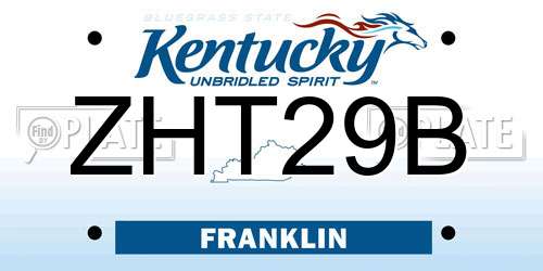 ZHT29B Kentucky License Plate
