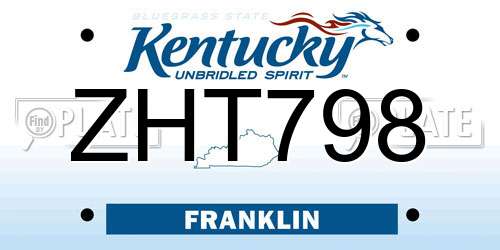 ZHT798 Kentucky License Plate