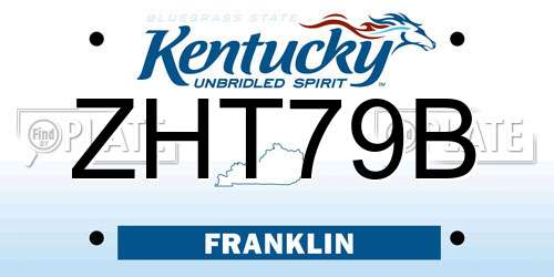 ZHT79B Kentucky License Plate