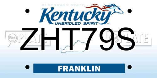 ZHT79S Kentucky License Plate