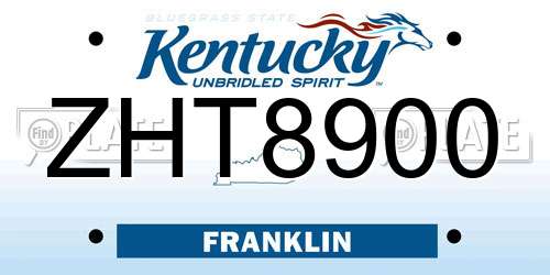 ZHT8900 Kentucky License Plate