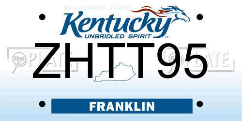 ZHTT95 Kentucky License Plate