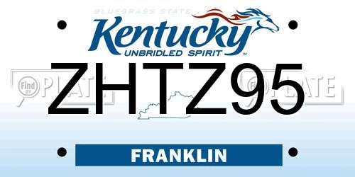 ZHTZ95 Kentucky License Plate