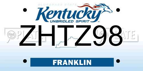 ZHTZ98 Kentucky License Plate