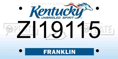 ZI19115 Kentucky License Plate