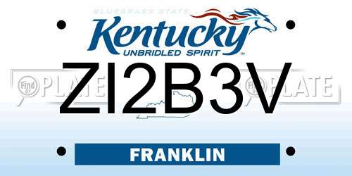 ZI2B3V Kentucky License Plate