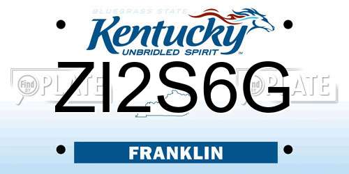 ZI2S6G Kentucky License Plate