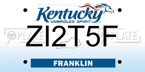 ZI2T5F Kentucky License Plate