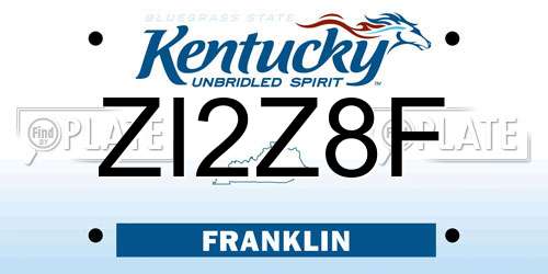 ZI2Z8F Kentucky License Plate