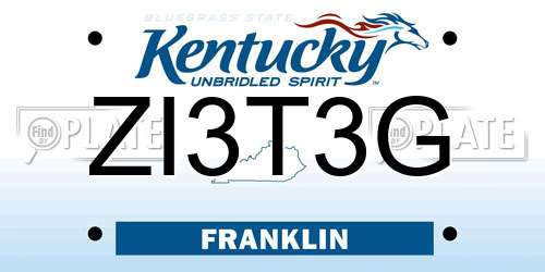 ZI3T3G Kentucky License Plate