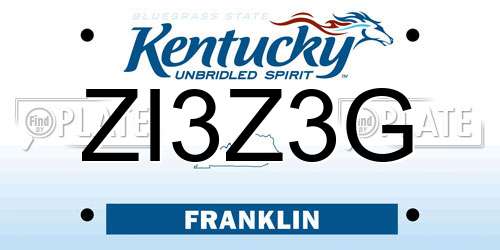 ZI3Z3G Kentucky License Plate