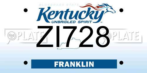 ZI728 Kentucky License Plate