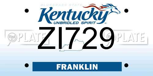 ZI729 Kentucky License Plate