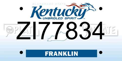 ZI77834 Kentucky License Plate