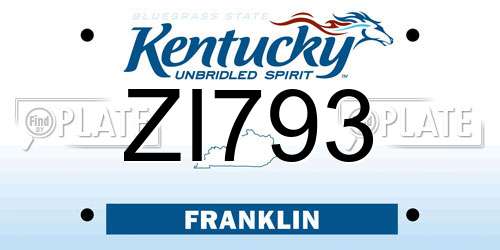 ZI793 Kentucky License Plate