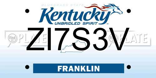 ZI7S3V Kentucky License Plate