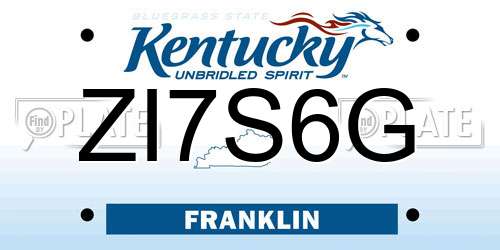 ZI7S6G Kentucky License Plate