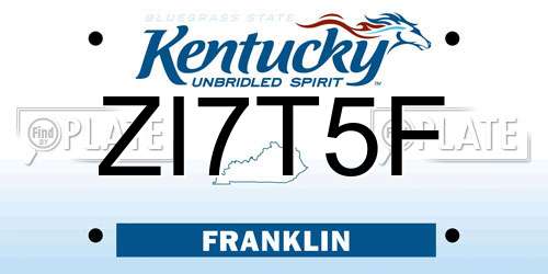 ZI7T5F Kentucky License Plate