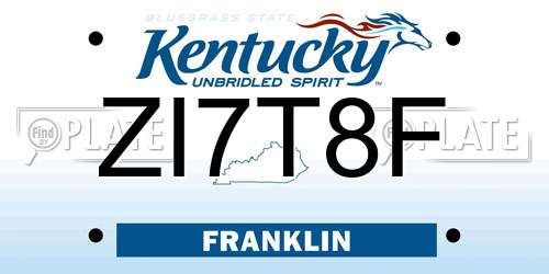 ZI7T8F Kentucky License Plate
