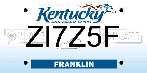 ZI7Z5F Kentucky License Plate
