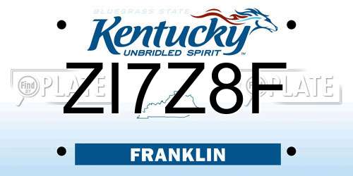 ZI7Z8F Kentucky License Plate