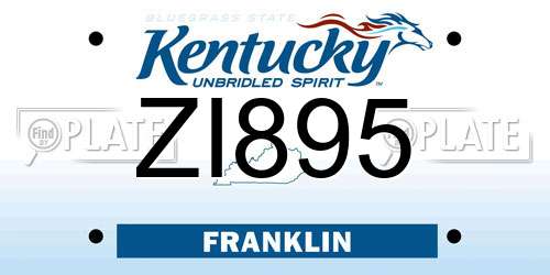 ZI895 Kentucky License Plate