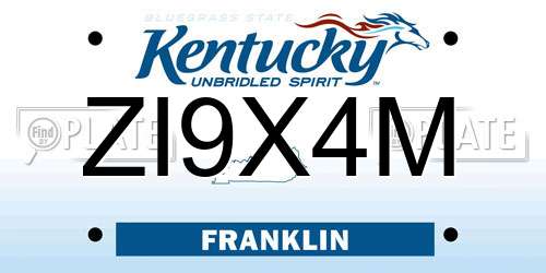ZI9X4M Kentucky License Plate