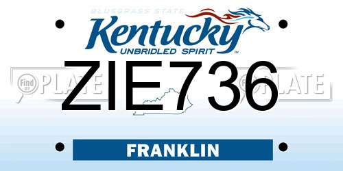 ZIE736 Kentucky License Plate