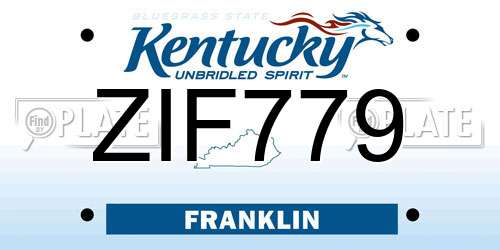 ZIF779 Kentucky License Plate