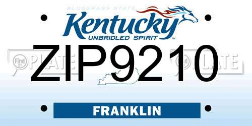 ZIP9210 Kentucky License Plate