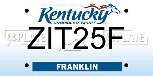 ZIT25F Kentucky License Plate