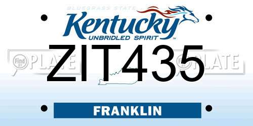 ZIT435 Kentucky License Plate