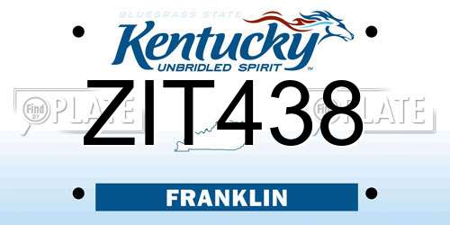 ZIT438 Kentucky License Plate